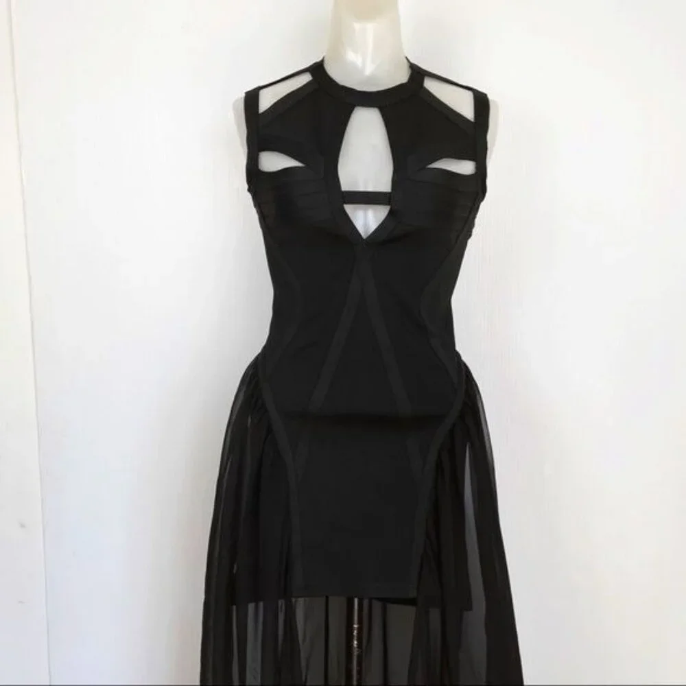 UNIF Godspeed Bandage Cut Out Sheer Maxi Dress size Small - Picture 5 of 13